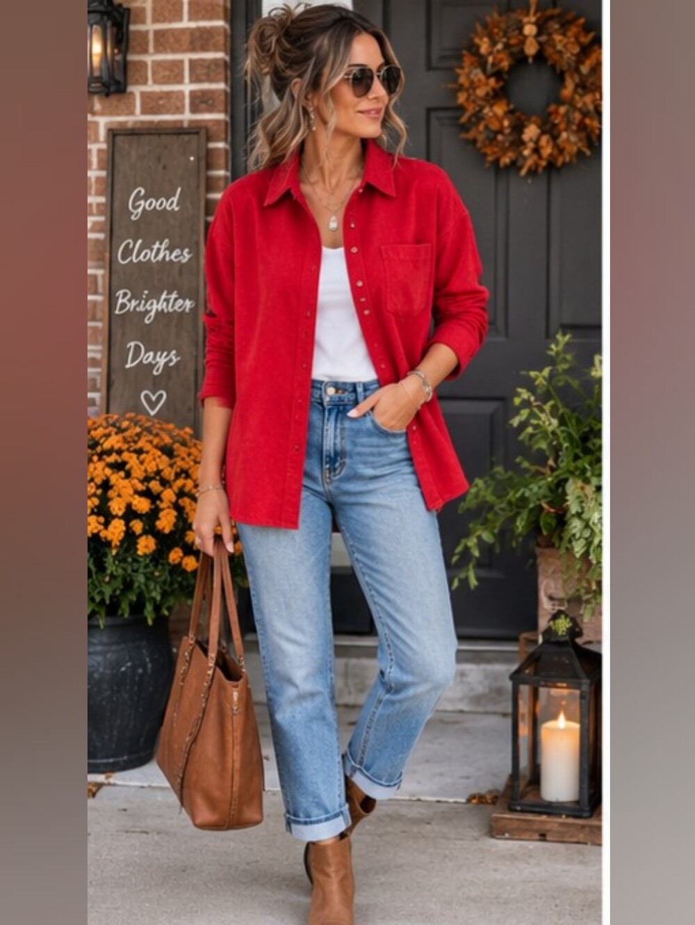 Studio Works Woman Red Faux Suede Button-Up Shirt Jacket - Plus Size 1X